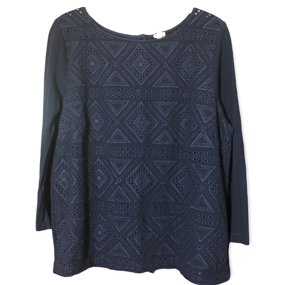 J.Crew Blue 100% Cotton Women’s Embroydery‎ Long Sleeves Shirt Sz L